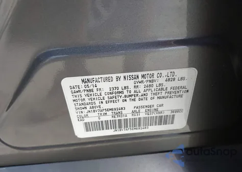 2014 Infiniti Q50 Sport from USA, damaged, VIN JN1BV7AP5EM692483